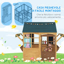 Casetta per Bambini 3-8 Anni 173x117x144 cm con 5 Finestre e 2 Lavagne in Legno di Abete Marrone e Blu  