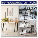 Set 2 Gambe per Tavolo Trapezoidali 70x5x72 cm con 6 Fori e 12 Viti in Acciaio Nero  