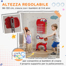 Canestro Basket per Bambini Regolabile 5 in 1 con Porta da Calcio e Golf Rosso 