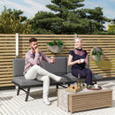 Divano da Giardino 3 in 1 180x63.5x68 cm Reclinabile su 5 Posizioni con Tavolino Estraibile Grigio   