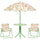 Set da Giardino per Bambini 2-5 Anni con Tavolino 2 Sedie e un Ombrellone Verde
