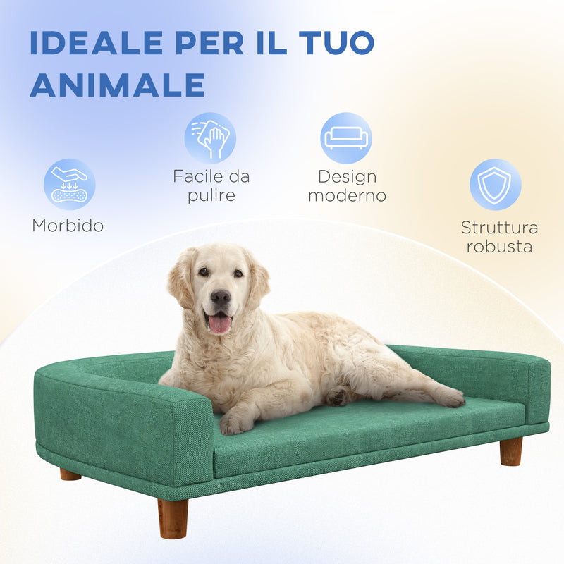 Divano per Cani Taglia Grande 98x67x25 cm con Cuscino Sfoderabile Verde Chiaro