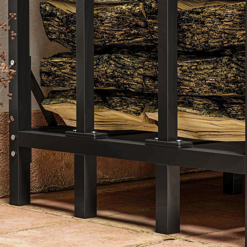 Portalegna per Camino da Esterno con Copertura 2000 kg in Metallo Rinforzato Nero 