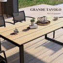 Tavolo da Giardino Rettangolare per 6-8 Persone 180x90x74cm in Alluminio con Piano a Doghe Quercia-4
