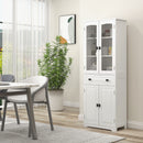Credenza da Cucina Alta con 2 Armadietti e Cassetto 60x30x160 cm Bianco  