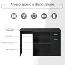 Scrivania Angolare da Ufficio 2 Cassetti e 2 Ripiani 117x82x74 cm in Legno Nero 