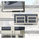 Set Salotto da Giardino 2 Divani con Schienale Regolabile e Tavolino a Doghe Grigio   