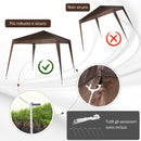 Gazebo Pieghevole da Giardino  con Struttura  Antivento 2,4x2,4m in Acciaio e Corde Caffè