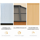 Gazebo da Giardino 2,94x3,60x2,67m con Tetto in Policarbonato e Zanzariere in Acciaio Kaki