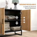 Credenza con 3 Cassetti e Armadietto Ante Soft-Close 140x35x75 cm Legno Naturale e Nero   