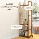 Specchio da Camera e Ingresso con 3 Ripiani Inferiori e Binario 35,8x59,8x170 cm in Legno e Vetro 