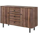 Credenza 2 Ante 3 Cassetti 127x40x76 cm in Legno e Truciolato Marrone e Nero