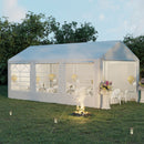 Gazebo da Giardino 600x300x280 cm 3 Stanze e Porte a Cerniera Bianco   