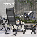 Set 4 Sedie da Giardino 56x69x106 cm Pieghevoli e Traspiranti in Acciaio e Poliestere Grigio  
