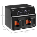 Friggitrice ad Aria 2 Cestelli Indipendenti 4 L Schermo LED Touch Nero   