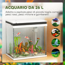 Acquario per Pesci Rossi 26L con Luci LED 38x26x38 cm Sistema di Filtraggio e Pompa d'Acqua Bianco   