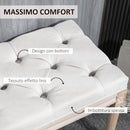 Panca Fondo Letto Imbottita Stile Vintage 117x40x48 cm in Tessuto e Gambe in Legno Crema  