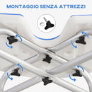 Sgabello da Doccia Regolabile in Altezza con Maniglione Seduta Imbottita a U e Piedini Antiscivolo Blu    