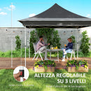 Gazebo da Giardino Pop Up 357x357x310 cm Altezza Regolabile e Zanzariere Grigio Scuro   