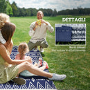 Tappeto da Esterno Reversibile 182x274 cm con Motivo Geometrico e Borsa Inclusa Blu e Bianco   