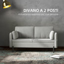Divano 2 Posti 143x73x77 cm in Tessuto Effetto Lino Grigio