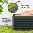 Set 2 Pezzi Aiuola Rettangolare Rialzata senza Fondo 120x60x60 cm in Acciaio Zincato Grigio Scuro   