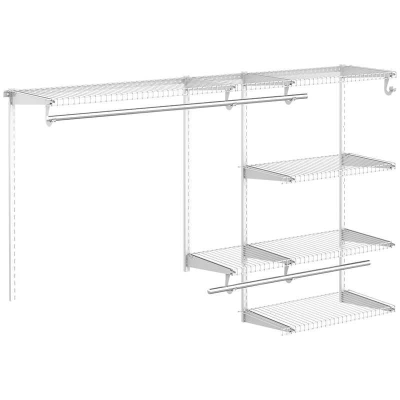 Set Appendiabiti a Muro 178,2x38,8x128 cm con 5 Mensole e 3 Barre Salvaspazio Bianco