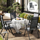 Set 4 Sedie da Giardino 56x69x106 cm Pieghevoli e Traspiranti in Acciaio e Poliestere Grigio  