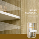 Credenza Moderna 89x39,6x180 cm in Legno Naturale e Bianco