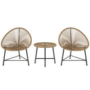 Set da Giardino 3 Pezzi con 2 Sedie con Cuscini e Tavolino da Caffè a Cilindro in Rattan PE Legno e Nero   