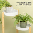Porta Piante da Interno ed Esterno 28x28x80 cm 4 Ripiani a Vassoio Struttura in Bambù Bianco  