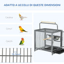 Gabbia Voliera per Pappagalli 48x38x65 cm  in Acciaio Nero
