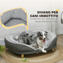 Cuccia Divano per Cani Taglia Media Grande fino 25kg 90x78x25cm Sfoderabile Grigio