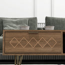 Tavolino da Caffè 95x62x36,5 cm in Truciolato e Metallo Oro e Legno Naturale