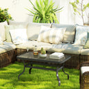 Tavolino da Esterno Rettangolare 95x55x46 cm Piano in Vetro in Metallo Nero   