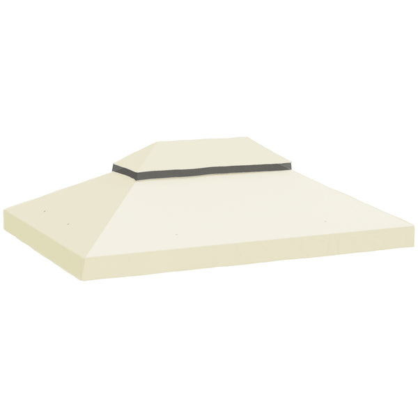 Copertura per Gazebo da Giardino 400x 300 cm a 2 Livelli in Tessuto Oxford 600D con Fori di Drenaggio Bianco Crema prezzo