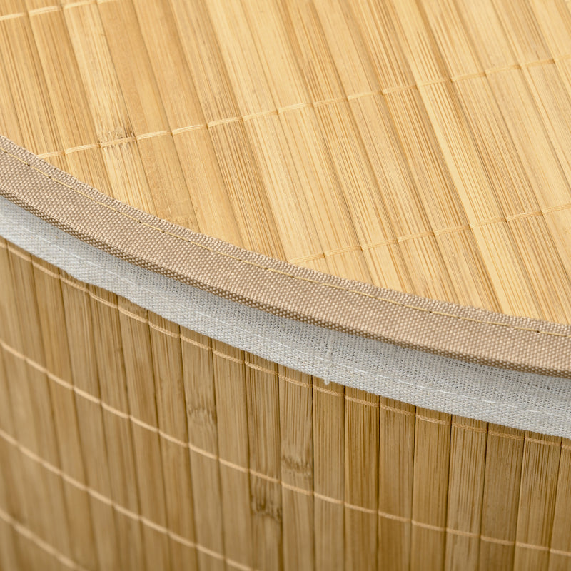 Cesto Portabiancheria con Coperchio 38x38x57 cm in Bambù e Tessuto Colore Legno