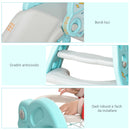 Scivolo per Bambini Pieghevole con Canestro Basket 140x87x75 cm Blu e Grigio  