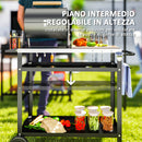 Carrello per Barbecue 100x52x80 cm con Piano in Acciaio Nero   