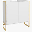 Mobile Sottolavabo da Bagno con Armadietto 2 Ante a Pressione 70x33x79,5cm in Bambù e MDF con Intaglio a U Bianco 