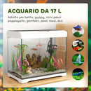 Acquario per Pesci Rossi 17L con Luci LED 35x21x31 cm Pompa d'Acqua e Sistema di Filtraggio Bianco   