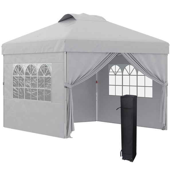 Gazebo da Giardino 297x297x284 cm con Altezza Regolabile su 3 Livelli e Finestre Grigio Chiaro sconto