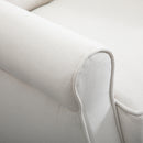 Poltrona da Salotto Imbottita 74x86x102cm in Tessuto con Schienale Trapuntato Bianco Crema