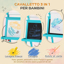 Lavagna per Bambini 3 in 1 con Cavalletto 59x48x118 cm Blu 