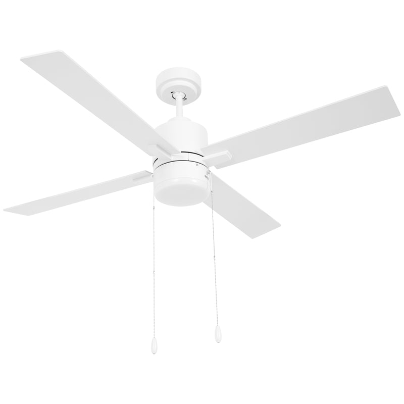 Ventilatore da Soffitto con Luce LED Ø130 cm 3 Velocità e Motore Reversibile Bianco e Legno