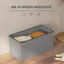 Panca Contenitore Pieghevole 84L 76x38x38 cm in Finta Pelle Grigio