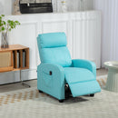 Poltrona Relax Massaggiante 68x88x98 cm con Telecomando e 8 Programmi Reclinazione e Poggiapiedi Azzurro 