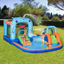 Castello Giostra Gonfiabile 420x370x230 cm con Scivolo Piscina e Pompa Multicolor