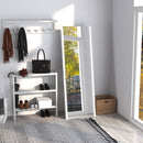 Specchio da Terra a 3 Colori e Luminosità Regolabile 50x50x148 cm in Vetro Temperato e Acciaio Bianco