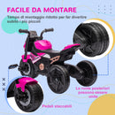 Triciclo Elettrico per Bambini 3 in 1 con Fari Musica e Clacson Rosa 